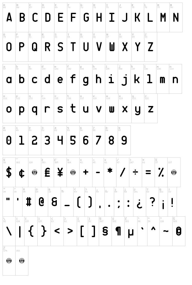 CQ Mono font map